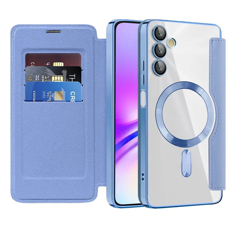 For Samsung Galaxy A05s 4G Case Card Slots Anti-drop Leather Phone Cover Magnetic Case - Blue