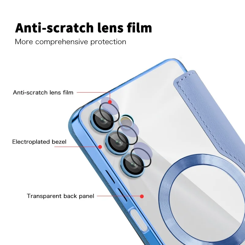 For Samsung Galaxy A05s 4G Case Card Slots Anti-drop Leather Phone Cover Magnetic Case - Blue