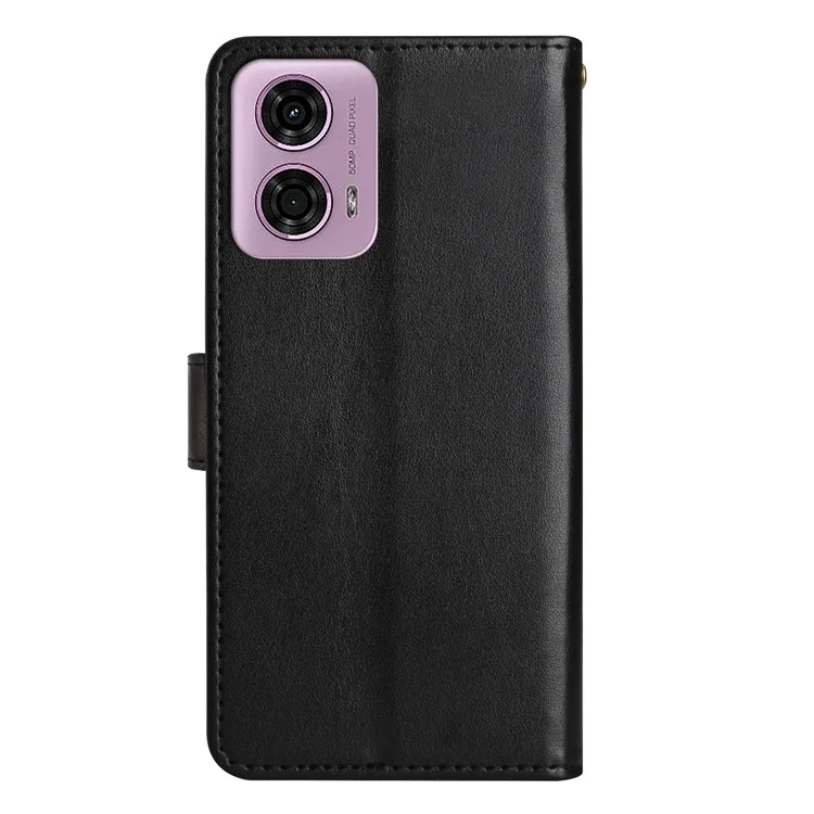 Für Motorola Edge (2024) 5G-Telefon-Lederhülle - Schmetterling-Blumen-Muster - Schwarz