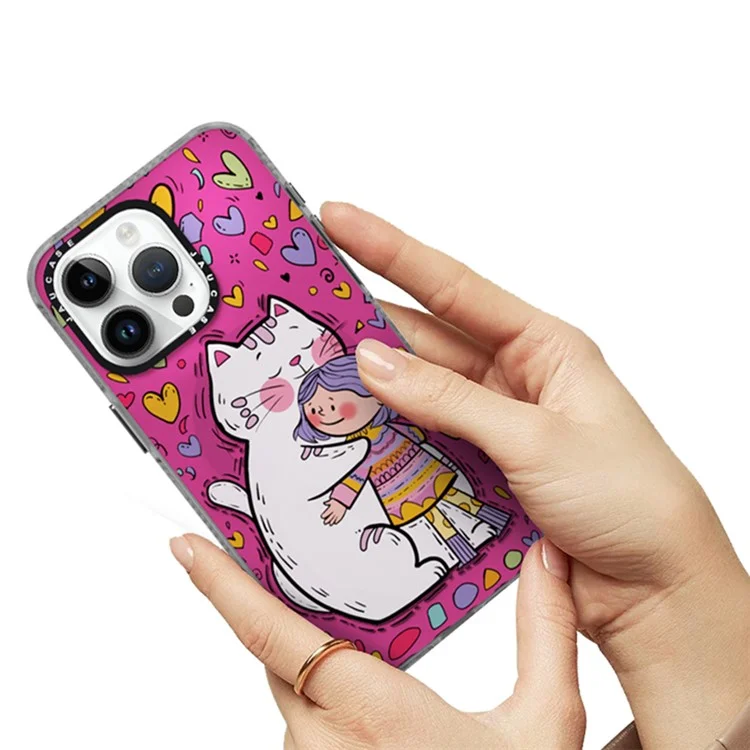 JAUCASE Für iPhone 14 Pro Max Kompatibel mit MagSafe Phone Case Cartoon Cat PC+TPU Cover - Pink