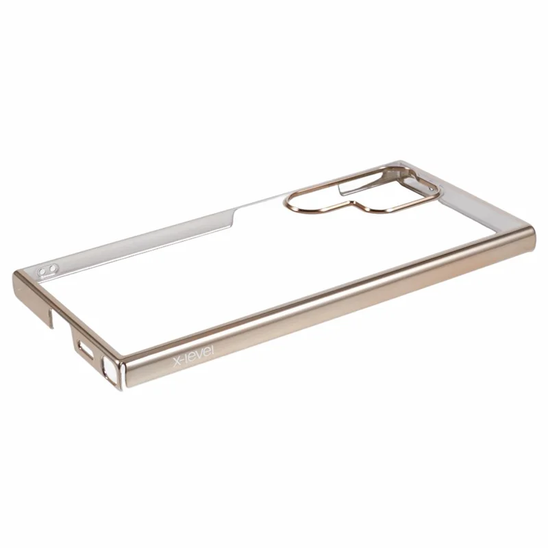 X-LEVEL Para Samsung Galaxy S23 Ultra Case Anti-Scratch Hard PC Transparent Phone Cover - Dourado