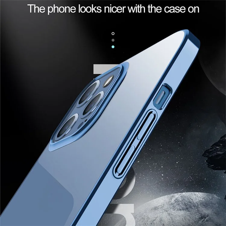 X-LEVEL For iPhone 15 Pro Max Phone Case Hard PC Clear Bakc Cover with Electroplating Frame - Blue
