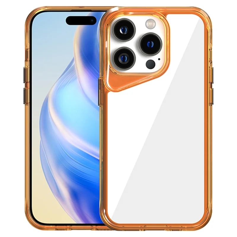 Para Iphone 14 Pro Max Clear Caso Case TPU+PC+PMMA Tampa do Telefone - Laranja Transparente