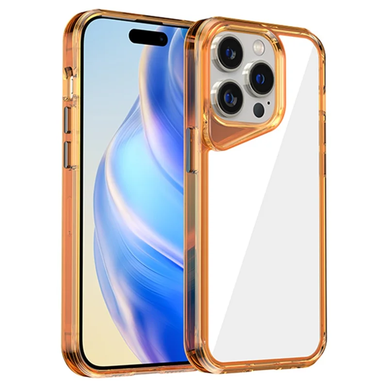 Para Iphone 14 Pro Max Clear Caso Case TPU+PC+PMMA Tampa do Telefone - Laranja Transparente