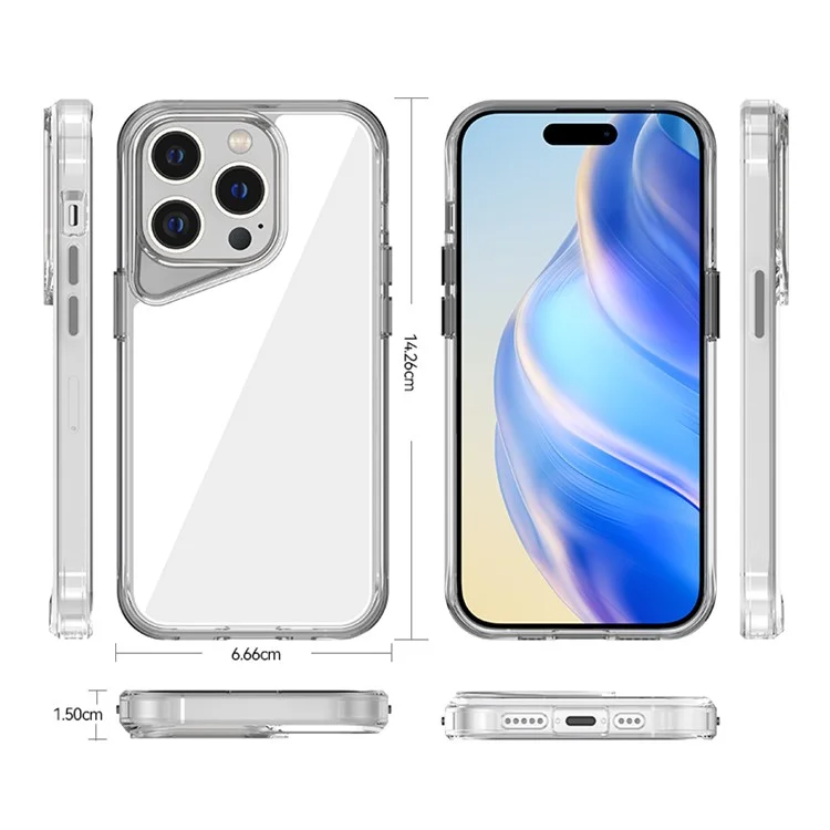Para Iphone 14 Pro Max Clear Caso Case TPU+PC+PMMA Tampa do Telefone - Laranja Transparente
