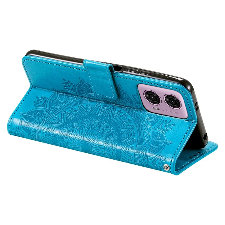 Para Motorola Moto G85 5G / S50 Neo 5G Funda Impresa Totem Funda de Teléfono de Cuero de PU - Azul