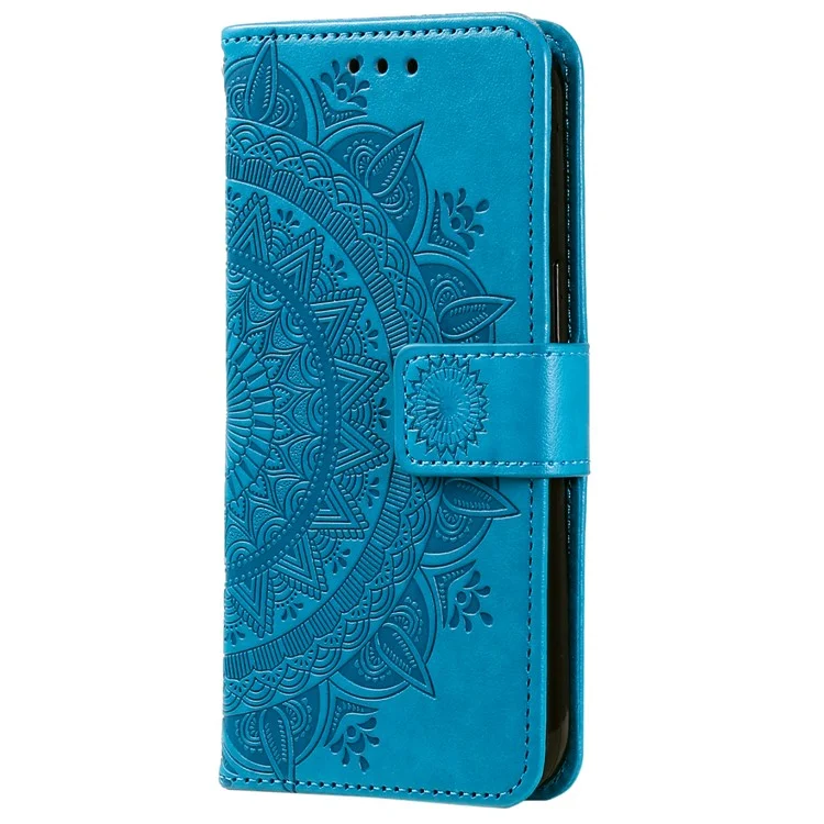 Para Motorola Moto G85 5G / S50 Neo 5G Funda Impresa Totem Funda de Teléfono de Cuero de PU - Azul