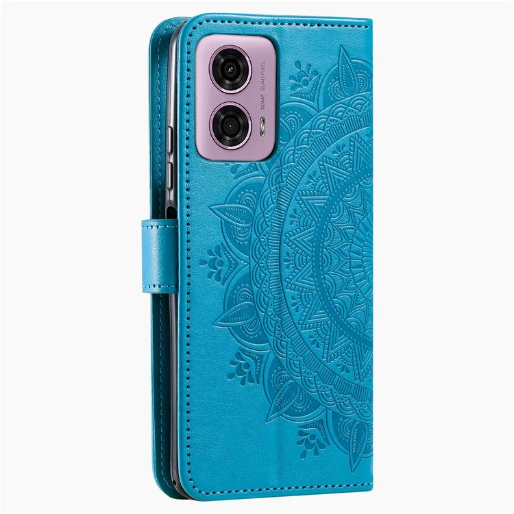 Para Motorola Moto G85 5G / S50 Neo 5G Funda Impresa Totem Funda de Teléfono de Cuero de PU - Azul