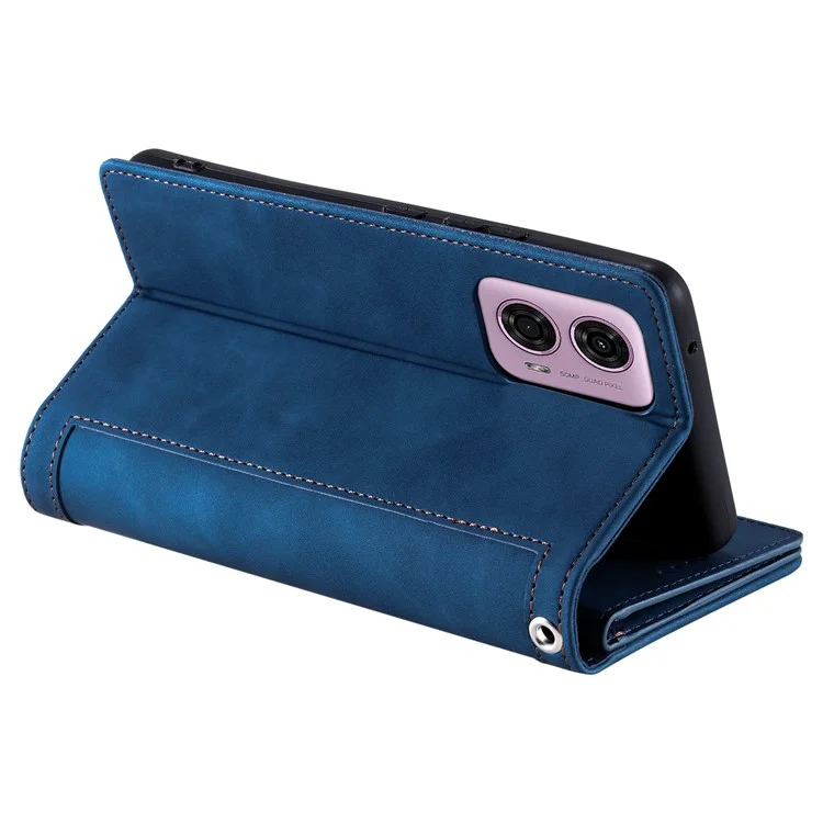 Para Motorola Moto G85 5G / S50 Neo 5G Capa Zipper Leather Phone Cover com 9 Slots de Cartão - Azul