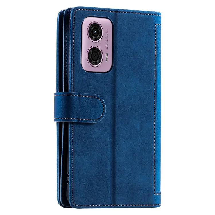 Para Motorola Moto G85 5G / S50 Neo 5G Capa Zipper Leather Phone Cover com 9 Slots de Cartão - Azul