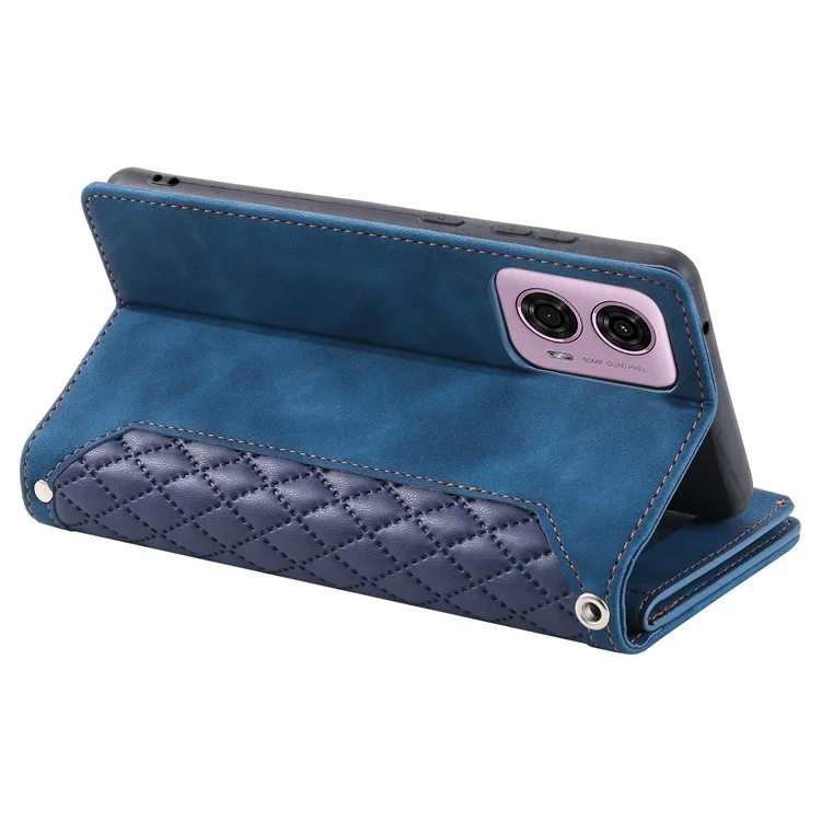 Estilo 005 para Motorola Moto G85 5G / S50 Neo 5G Funda Rhombus PU Leather Zipper Phone Cover - Azul