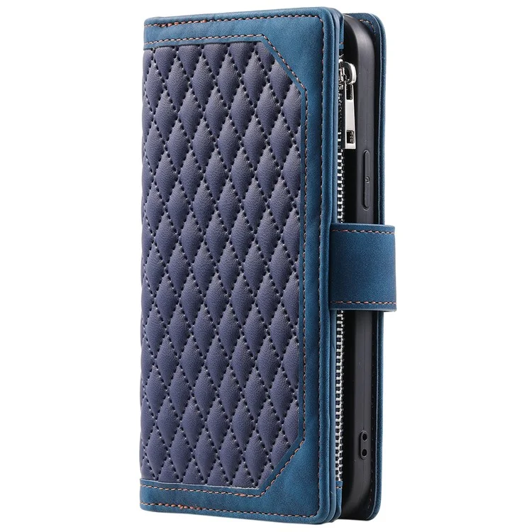 Estilo 005 para Motorola Moto G85 5G / S50 Neo 5G Funda Rhombus PU Leather Zipper Phone Cover - Azul