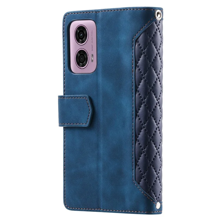 Estilo 005 para Motorola Moto G85 5G / S50 Neo 5G Funda Rhombus PU Leather Zipper Phone Cover - Azul