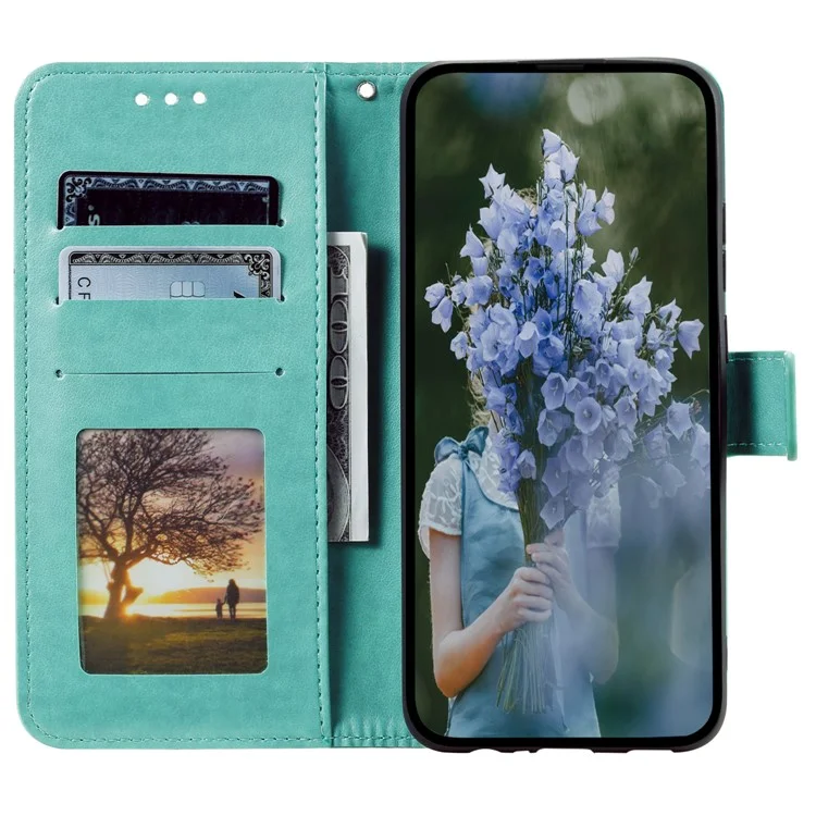 Für Motorola Edge 50 Fusion 5G Wallet Case Mandala Flower Leder Handyhülle - Grün