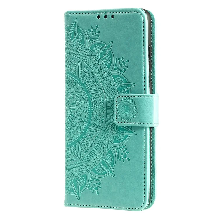Für Motorola Edge 50 Fusion 5G Wallet Case Mandala Flower Leder Handyhülle - Grün