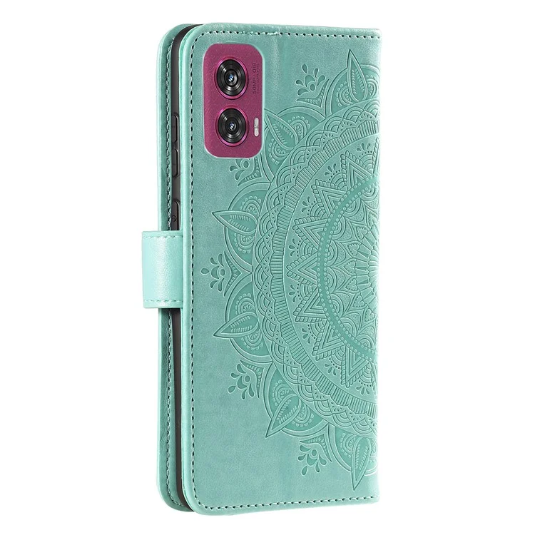 Für Motorola Edge 50 Fusion 5G Wallet Case Mandala Flower Leder Handyhülle - Grün