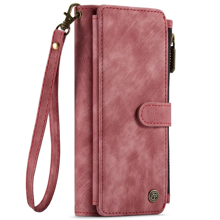 CASEME C30 Série pour Samsung Galaxy Z Fold6 5G Étui en cuir pour téléphone avec 5 emplacements pour cartes - Rouge