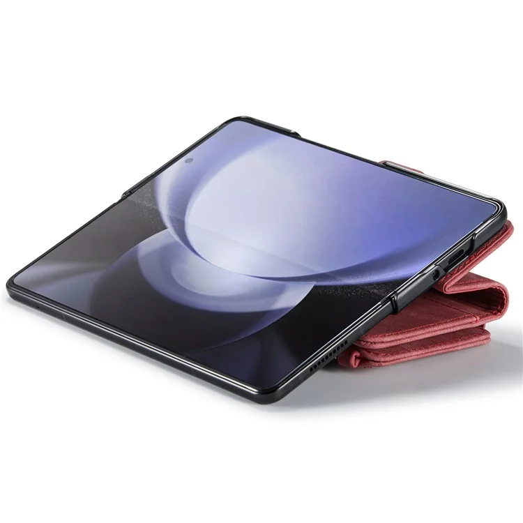 CASEME C30 Série pour Samsung Galaxy Z Fold6 5G Étui en cuir pour téléphone avec 5 emplacements pour cartes - Rouge