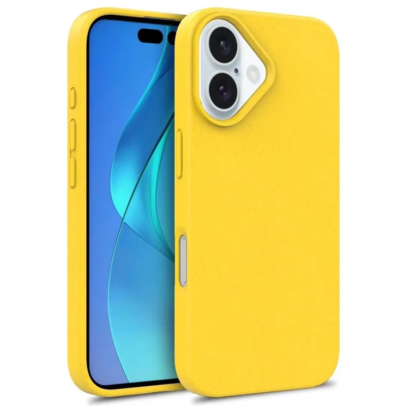 For iPhone 16 Plus Case Wheat Straw TPU Drop Protection Phone Cover - Yellow