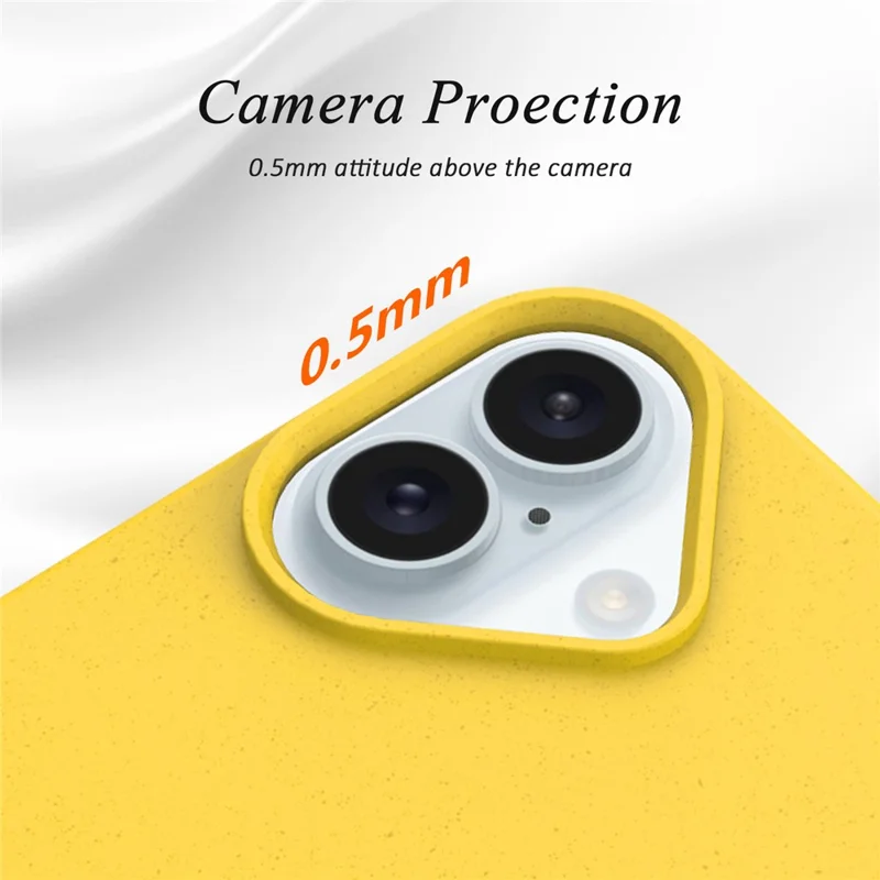 For iPhone 16 Plus Case Wheat Straw TPU Drop Protection Phone Cover - Yellow