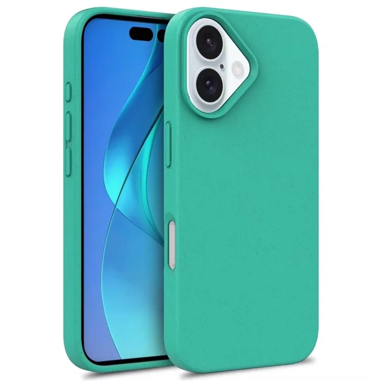 Für iPhone 16 Case Biologisch abbaubar Weizenstroh TPU Handyhülle Eco Friendly Zero Waste - Cyan