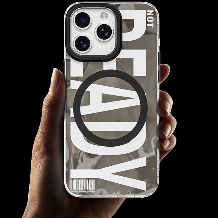 TGVI's For iPhone 15 Pro Max Case Kompatibel mit MagSafe Pattern IML Matt Phone Cover - Grau