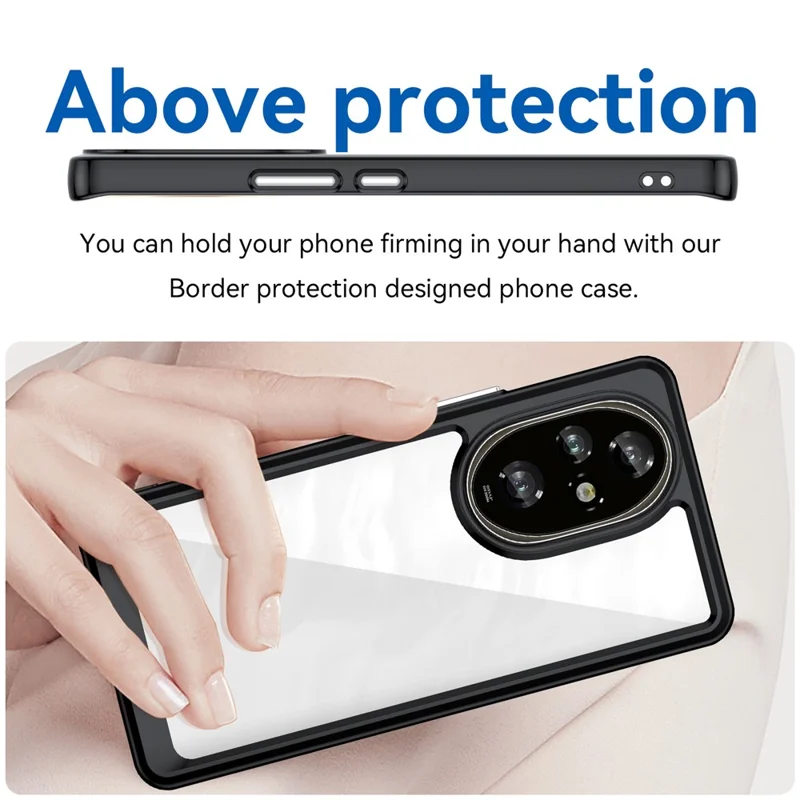 Para Honor 200 Pro 5G Case TPU +tampa de Telefone de Proteção Acrílica - Preto