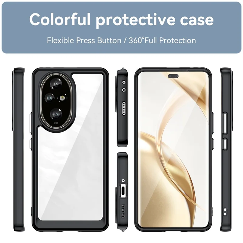 Para Honor 200 Pro 5G Case TPU +tampa de Telefone de Proteção Acrílica - Preto