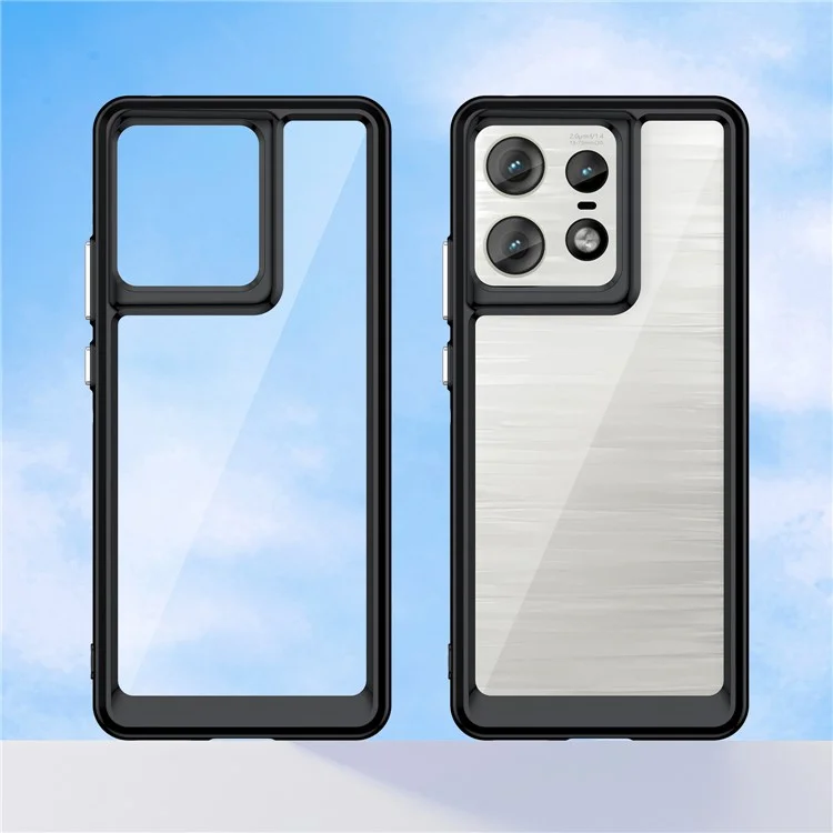 For Motorola Edge 50 Pro 5G Case TPU Frame + Acrylic Back Hybrid Phone Cover - Black