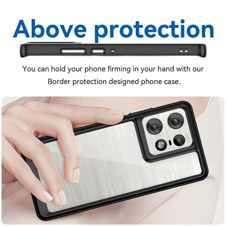 For Motorola Edge 50 Pro 5G Case TPU Frame + Acrylic Back Hybrid Phone Cover - Black