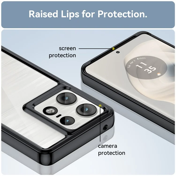 For Motorola Edge 50 Pro 5G Case TPU Frame + Acrylic Back Hybrid Phone Cover - Black