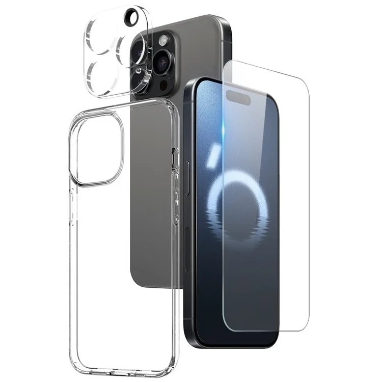 NORTHJO para iPhone 16 Pro Funda de Teléfono TPU con Protector de Pantalla Frontal + Protector de Lente 3 en 1