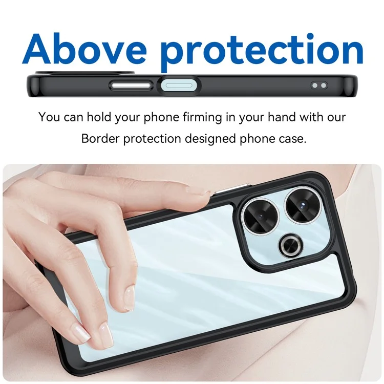 Para Xiaomi Redmi 13 5G / 13 4G / Note 13R 5G / Poco M6 4G Funda TPU+Acrílico Anti-Caída Cubierta de Teléfono - Negro