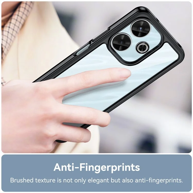 Para Xiaomi Redmi 13 5G / 13 4G / Note 13R 5G / Poco M6 4G Funda TPU+Acrílico Anti-Caída Cubierta de Teléfono - Negro