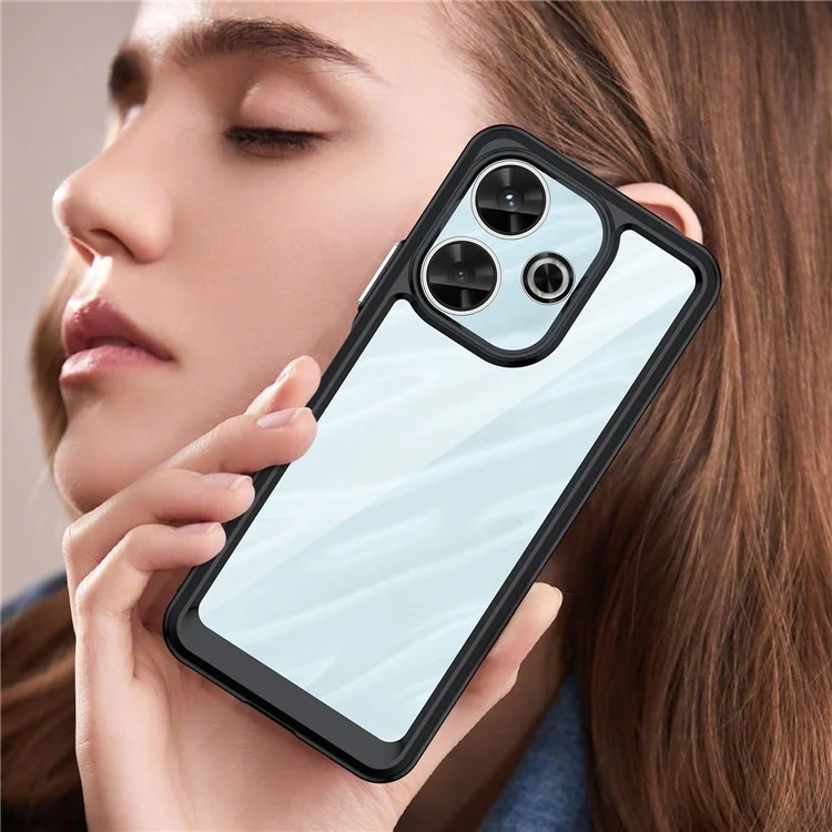 Para Xiaomi Redmi 13 5G / 13 4G / Note 13R 5G / Poco M6 4G Funda TPU+Acrílico Anti-Caída Cubierta de Teléfono - Negro