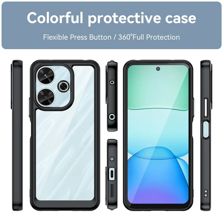Para Xiaomi Redmi 13 5G / 13 4G / Note 13R 5G / Poco M6 4G Funda TPU+Acrílico Anti-Caída Cubierta de Teléfono - Negro