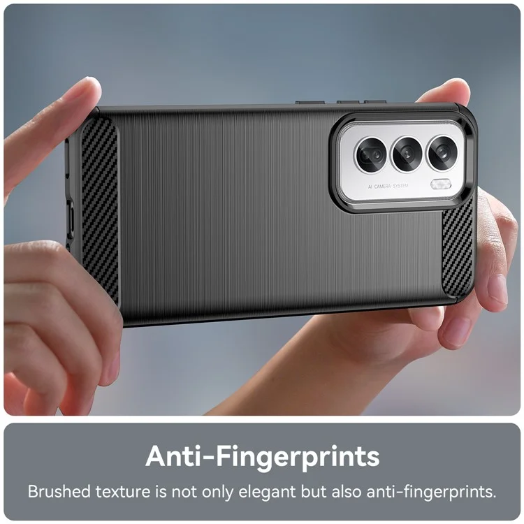 For Oppo Reno12 Pro 5G (Global) Case Carbon Fiber Texture Brushed TPU Phone Cover - Black