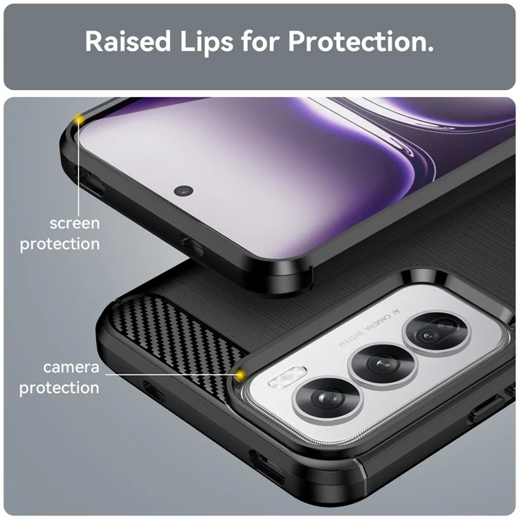 For Oppo Reno12 Pro 5G (Global) Case Carbon Fiber Texture Brushed TPU Phone Cover - Black