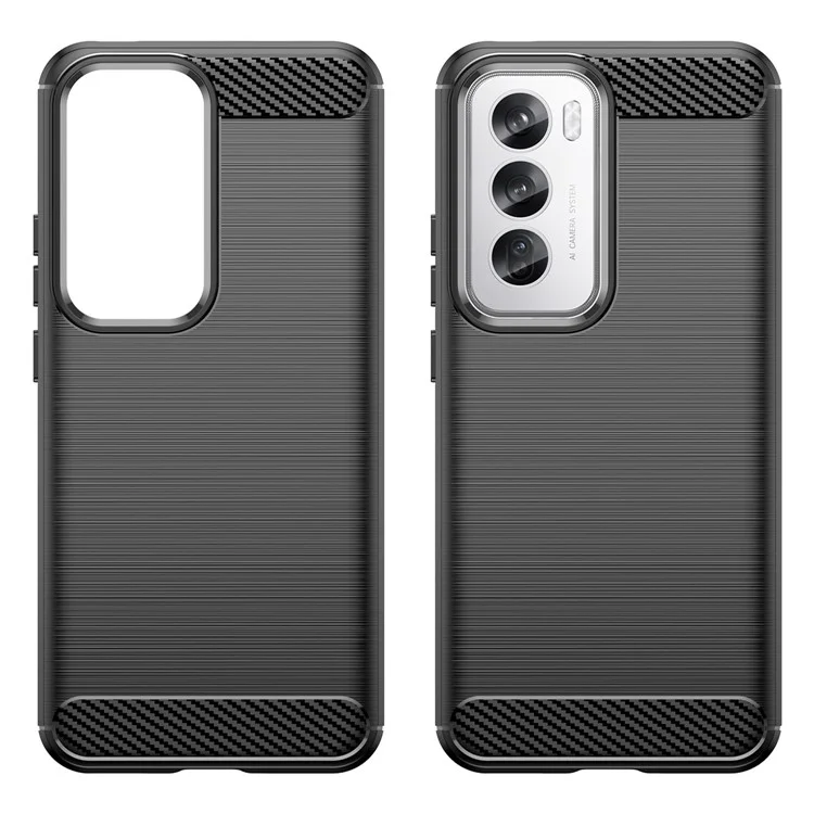 For Oppo Reno12 Pro 5G (Global) Case Carbon Fiber Texture Brushed TPU Phone Cover - Black