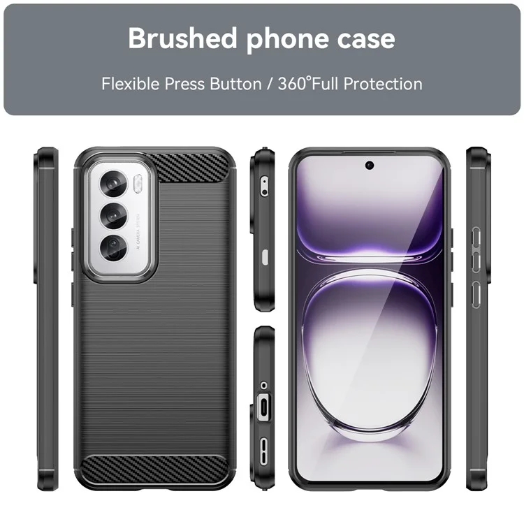 For Oppo Reno12 Pro 5G (Global) Case Carbon Fiber Texture Brushed TPU Phone Cover - Black