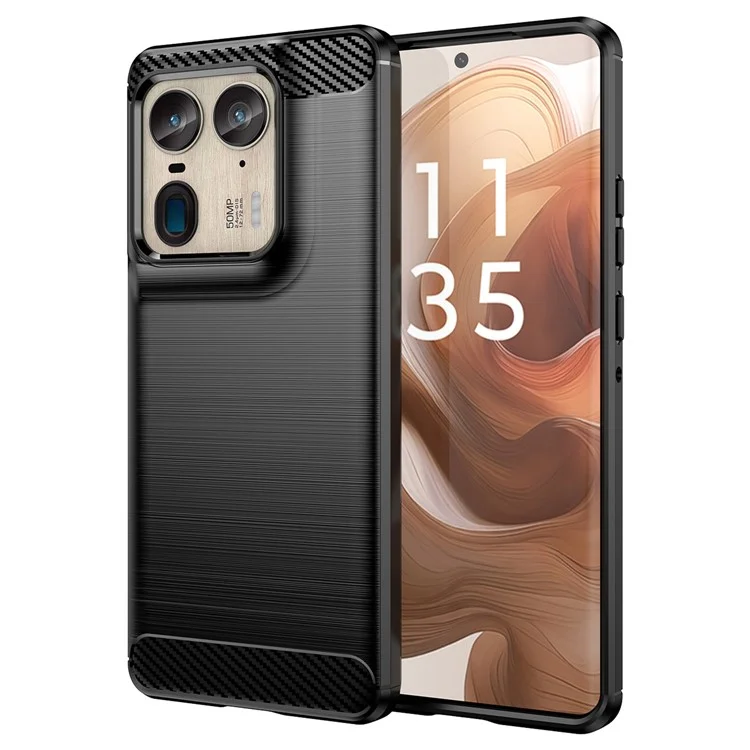 Für Motorola Edge 50 Ultra 5G / Moto X50 Ultra 5G Hülle TPU Handyhülle Carbon Faser Textur - Schwarz