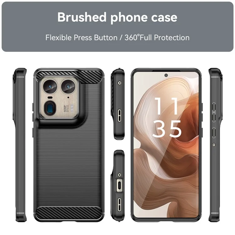 Für Motorola Edge 50 Ultra 5G / Moto X50 Ultra 5G Hülle TPU Handyhülle Carbon Faser Textur - Schwarz