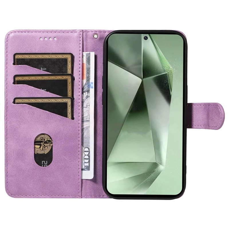 For Samsung Galaxy S24 FE Case PU Leather Wallet Card Slots Phone Cover - Light Purple