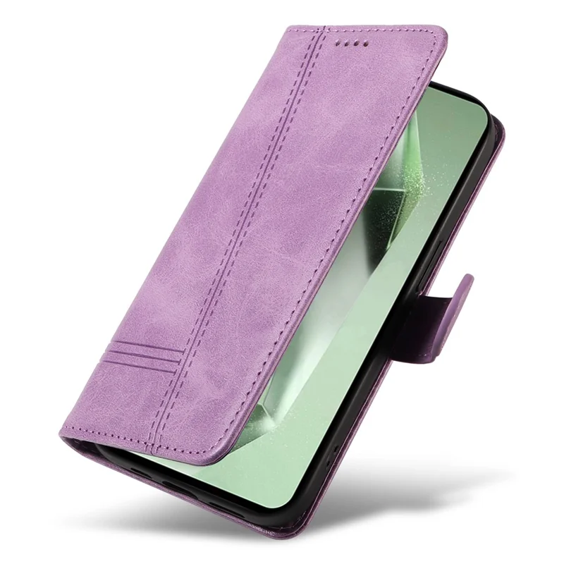 For Samsung Galaxy S24 FE Case PU Leather Wallet Card Slots Phone Cover - Light Purple