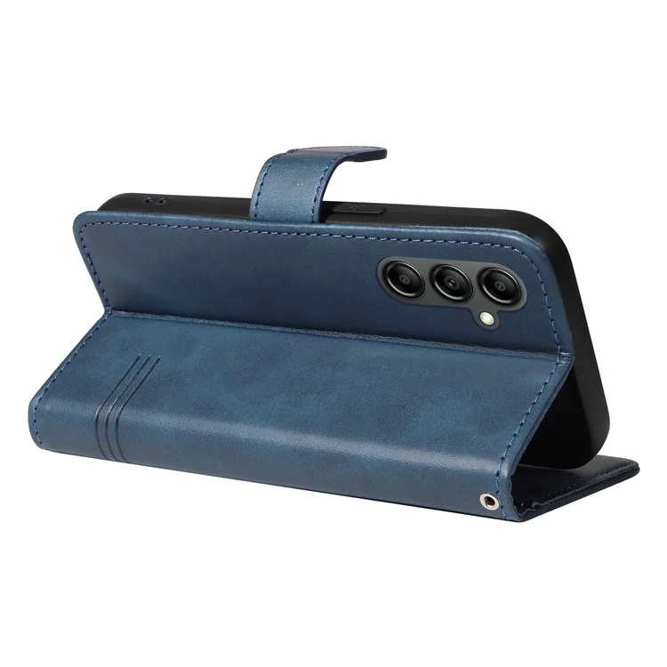 Para Samsung Galaxy A55 5G Leather Case T-Shaped Lines Phone Cover with Stand - Azul
