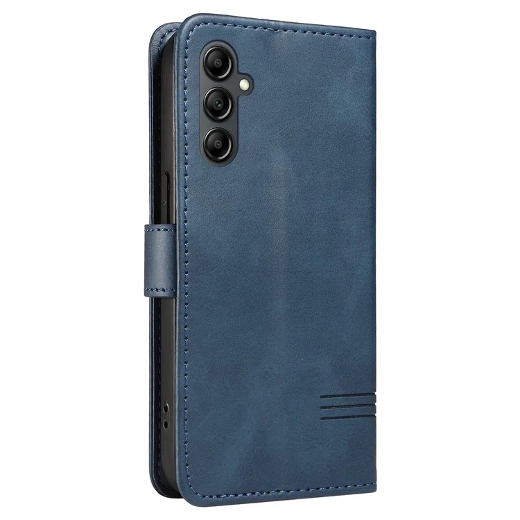 Para Samsung Galaxy A55 5G Leather Case T-Shaped Lines Phone Cover with Stand - Azul