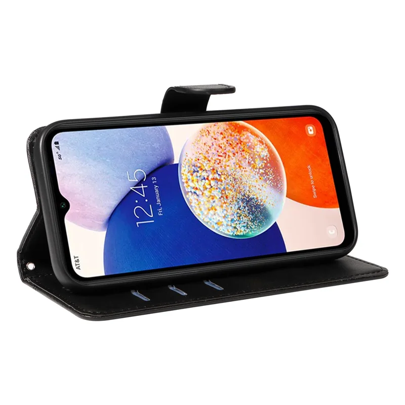 Para Samsung Galaxy A35 5G Case Leather Wallet Shockproof Phone Cover - Preto