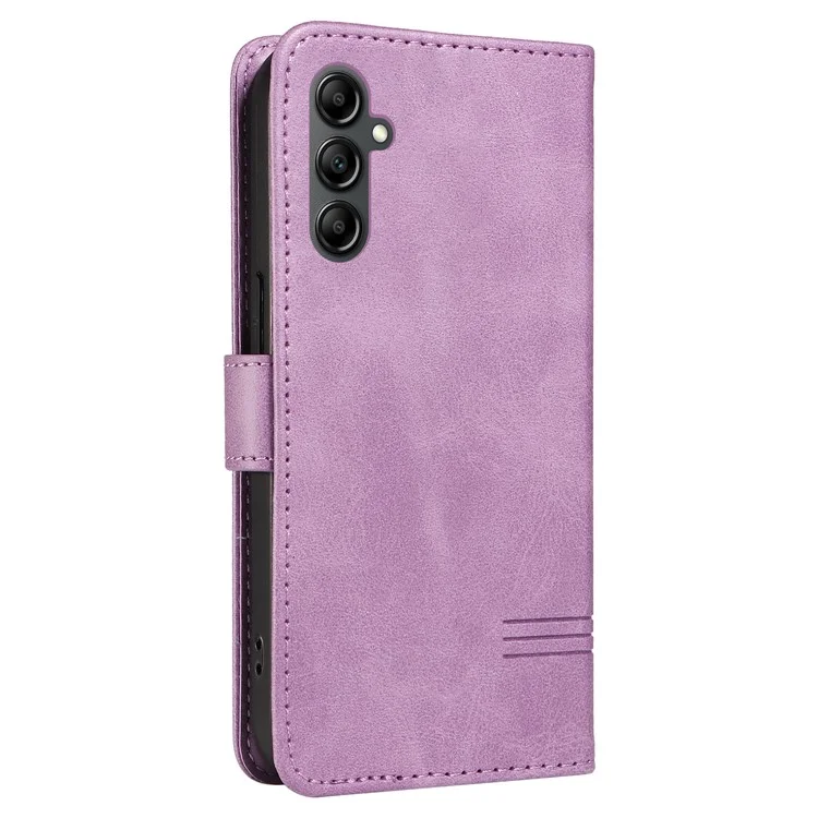 For Samsung Galaxy A34 5G Case PU Leather Phone Cover T-Shaped Lines - Light Purple