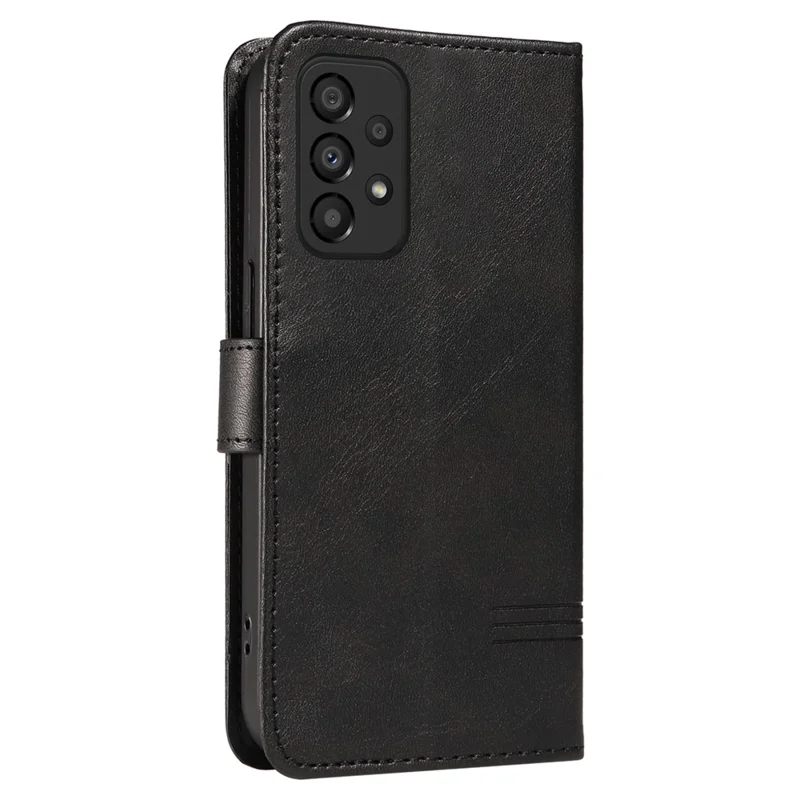 For Samsung Galaxy A53 5G Wallet Case T-Shaped Lines Leather Phone Cover - Black