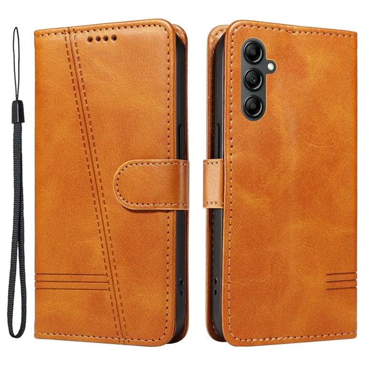 Para Samsung Galaxy A25 5G (Global) (161.0 X 76.5 X 8.3mm) Funda de Teléfono de Cuero con Correa - Amarillo